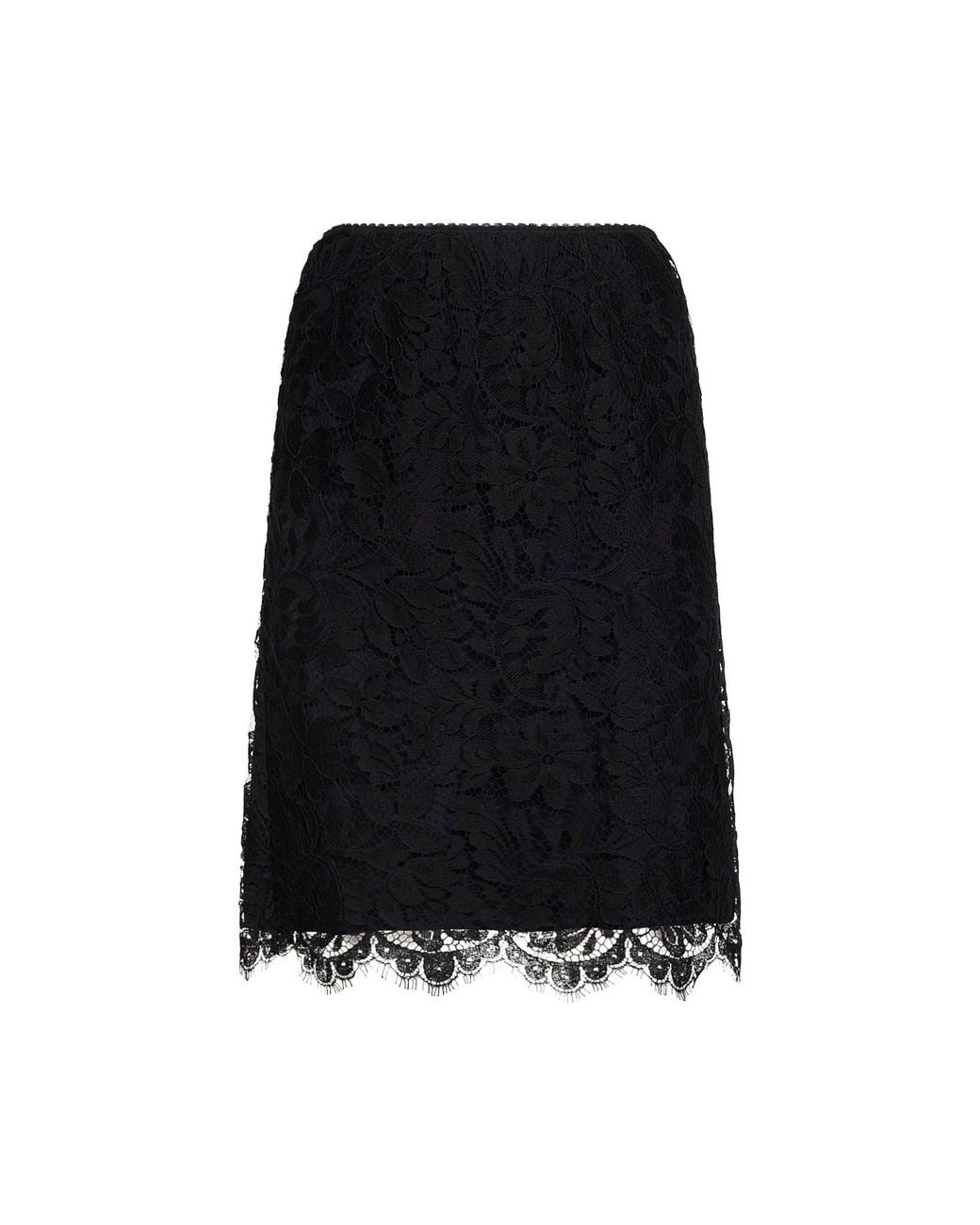 Chloé Black Floral Lace Straight Skirt