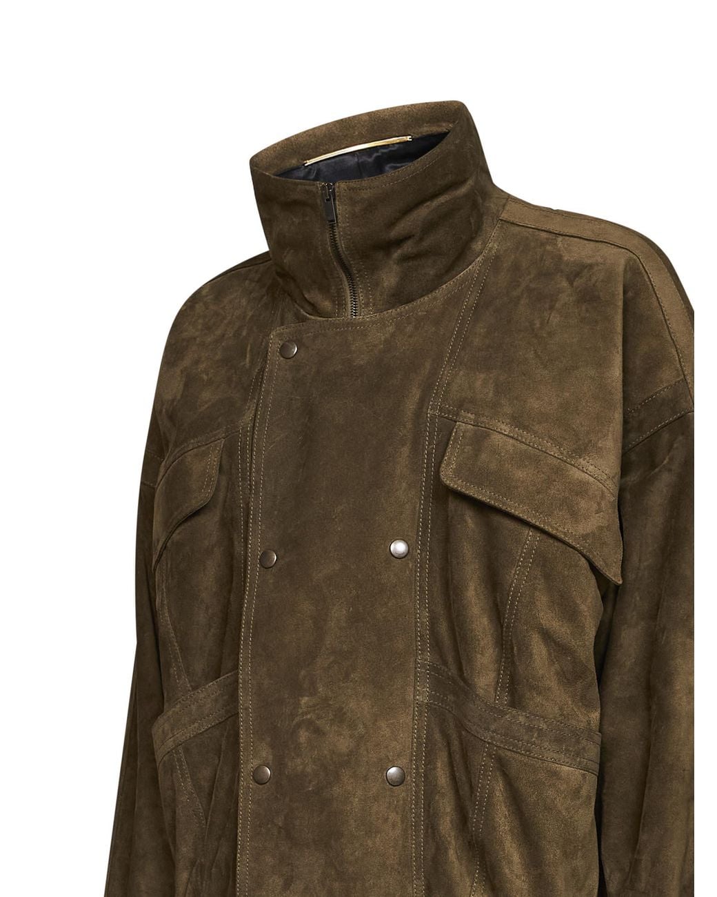 Saint Laurent Green Suede Balloon Bomber Jacket