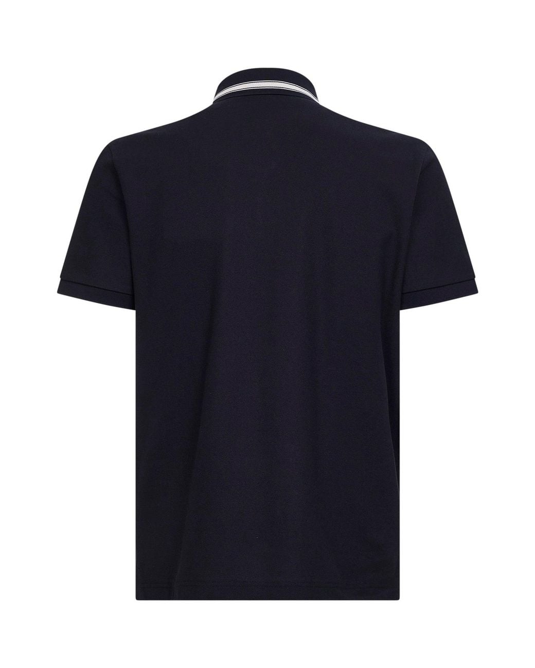 Moncler Blue Cotton Pique Polo Shirt With Logo Detail for men