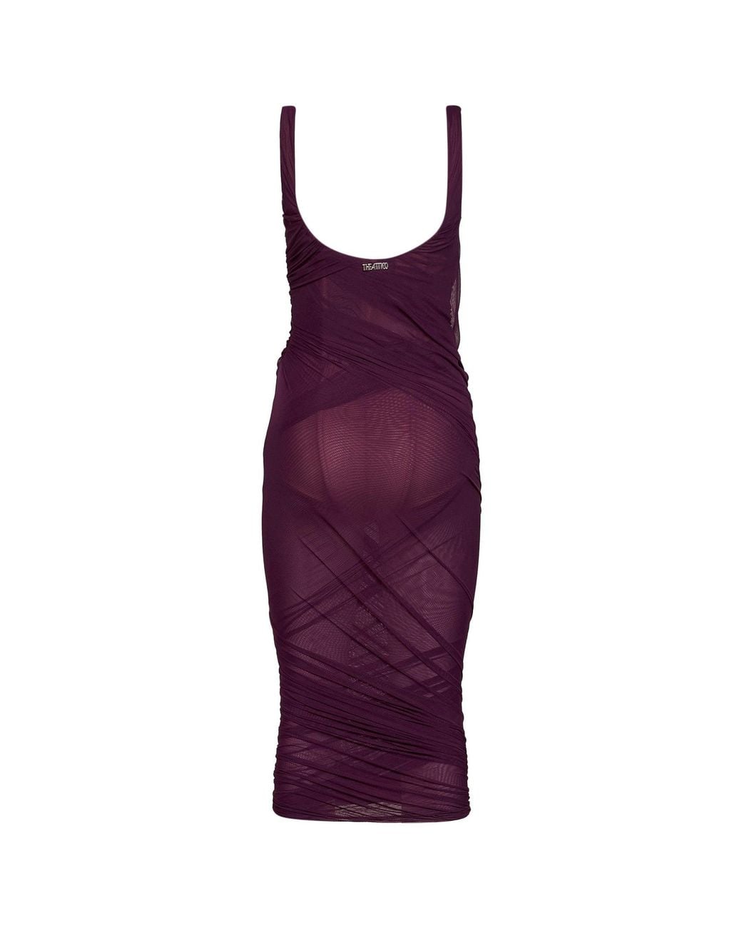 The Attico Purple Plum Tulle "Superattico10" Draped Midi/Long Dress