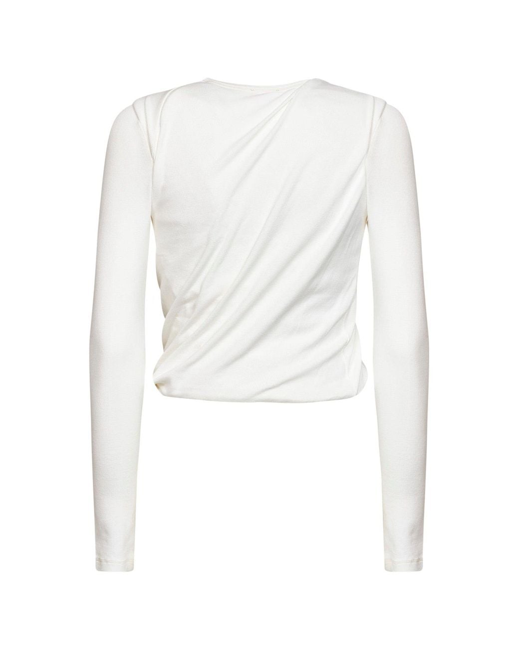 DIESEL White Ribbed Jersey T-Asay-Pl Long-Sleeved T-Shirt