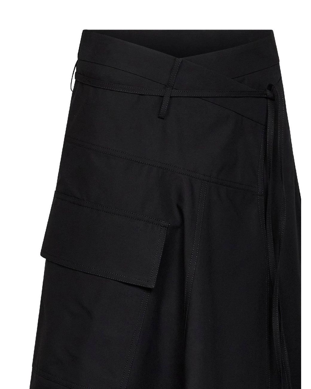 Bottega Veneta Black Long Asymmetric Cotton Skirt