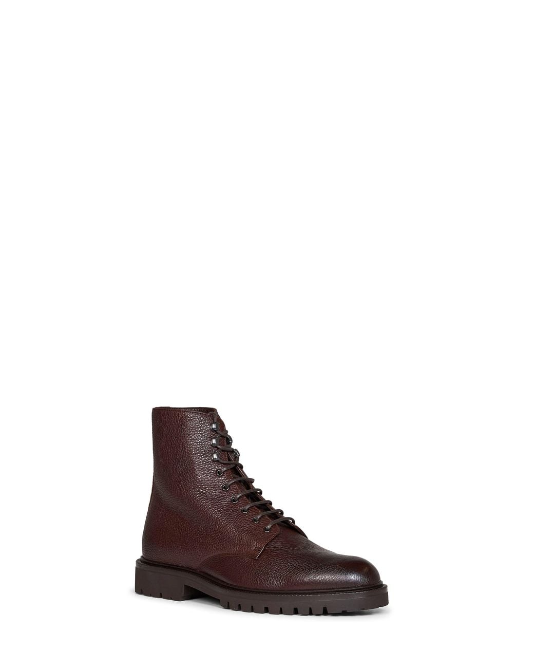 Brunello Cucinelli Brown Chestnut Grained Calf Leather Ankle Boots for men