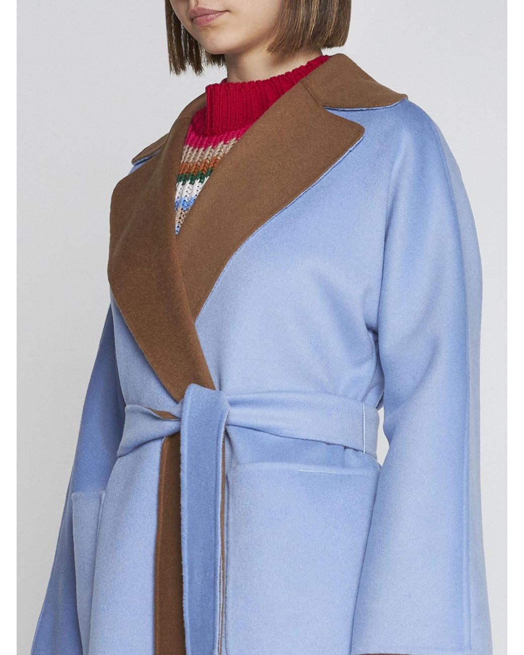 Weekend by Maxmara Rail Wool Reversible Coat in Blue | Lyst