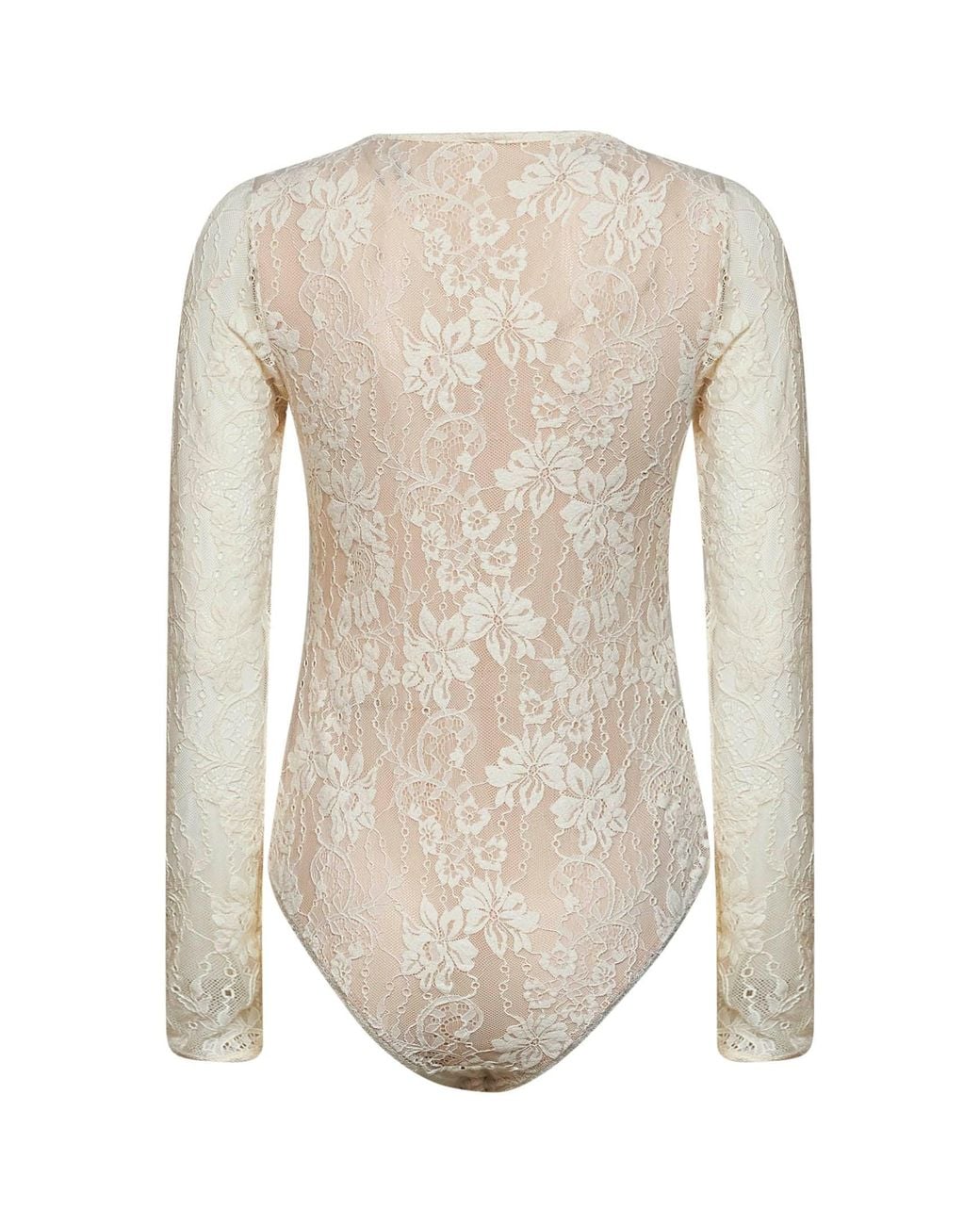 Zimmermann White Cream Stretch Lace Long-Sleeved Bodysuit for men