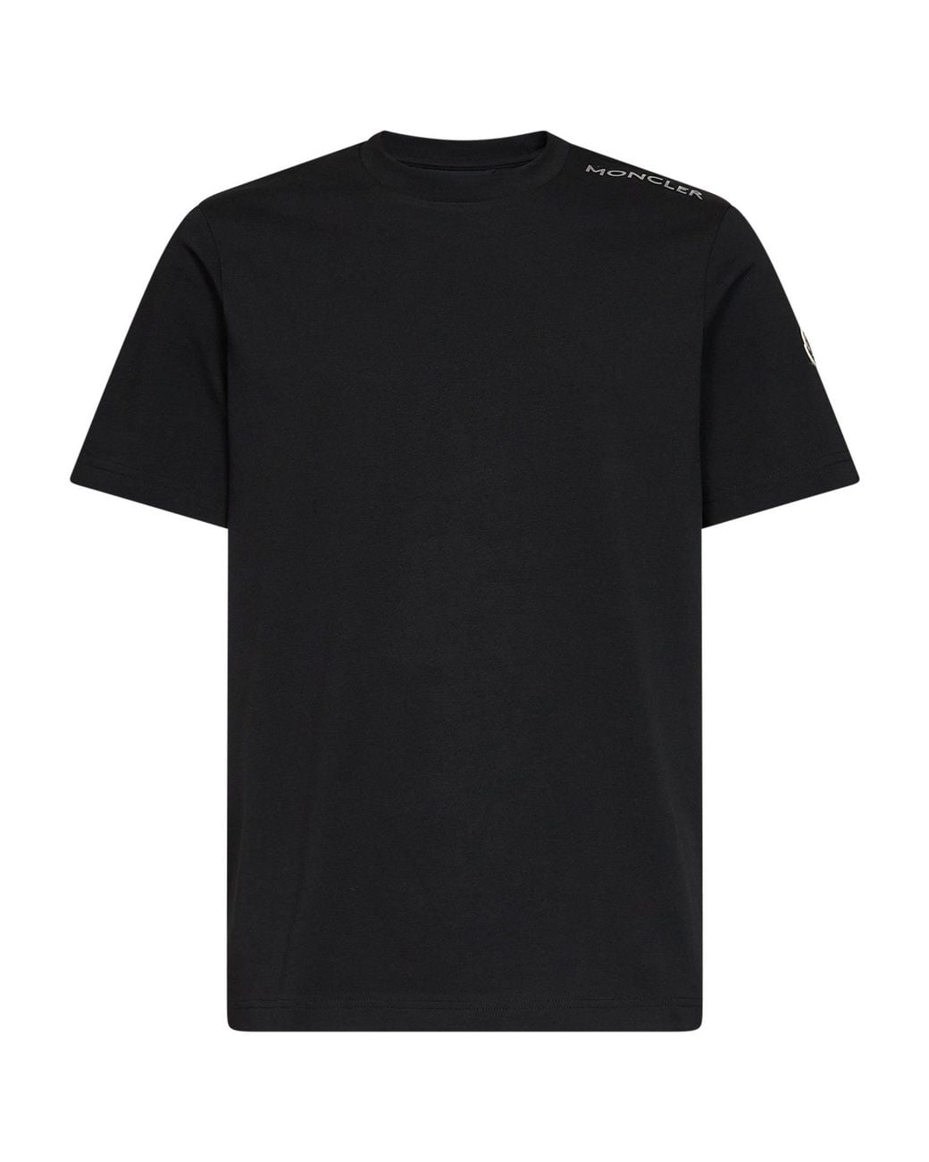 Moncler Black Cotton Jersey Crewneck T-Shirt With Logo for men