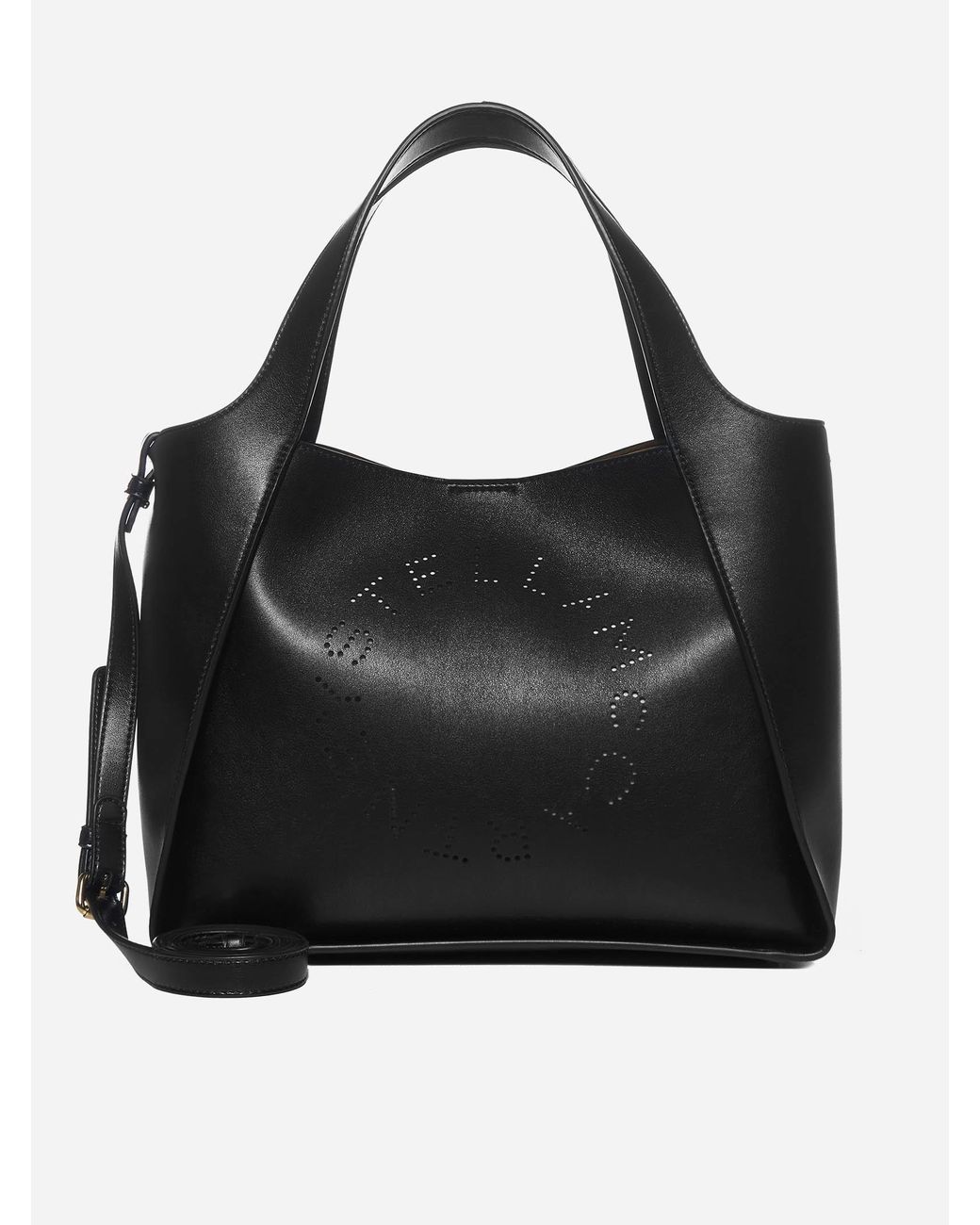 Stella McCartney Logo Vegan Leather Bag in Black | Lyst