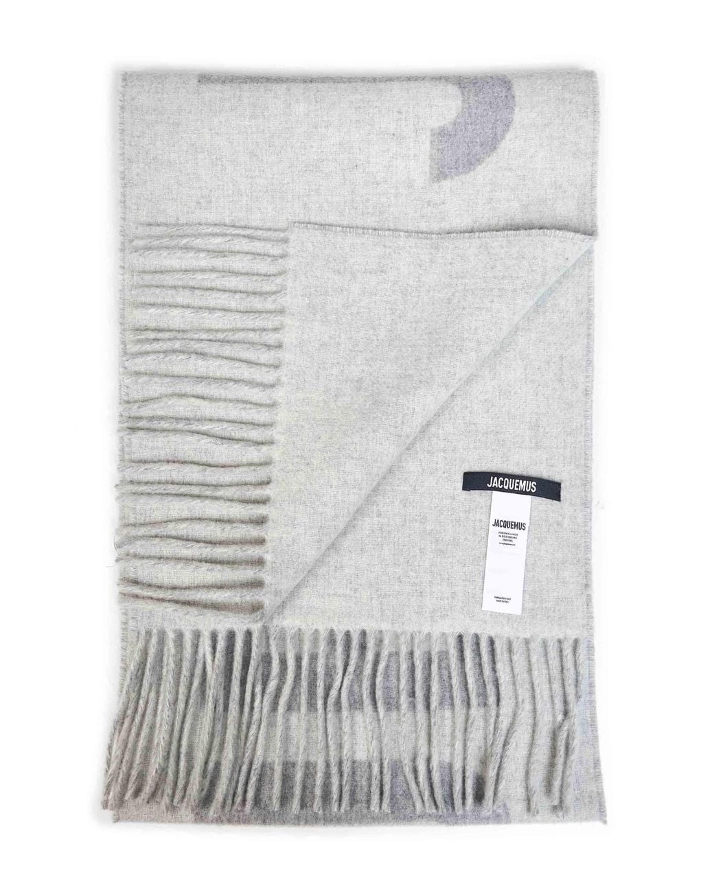 Jacquemus White Wool The Fringe Logo Scarf