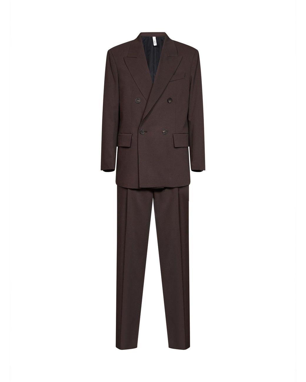 Hevò Brown Double-Breasted Rodi Suit Canvas Polyester Suits for men