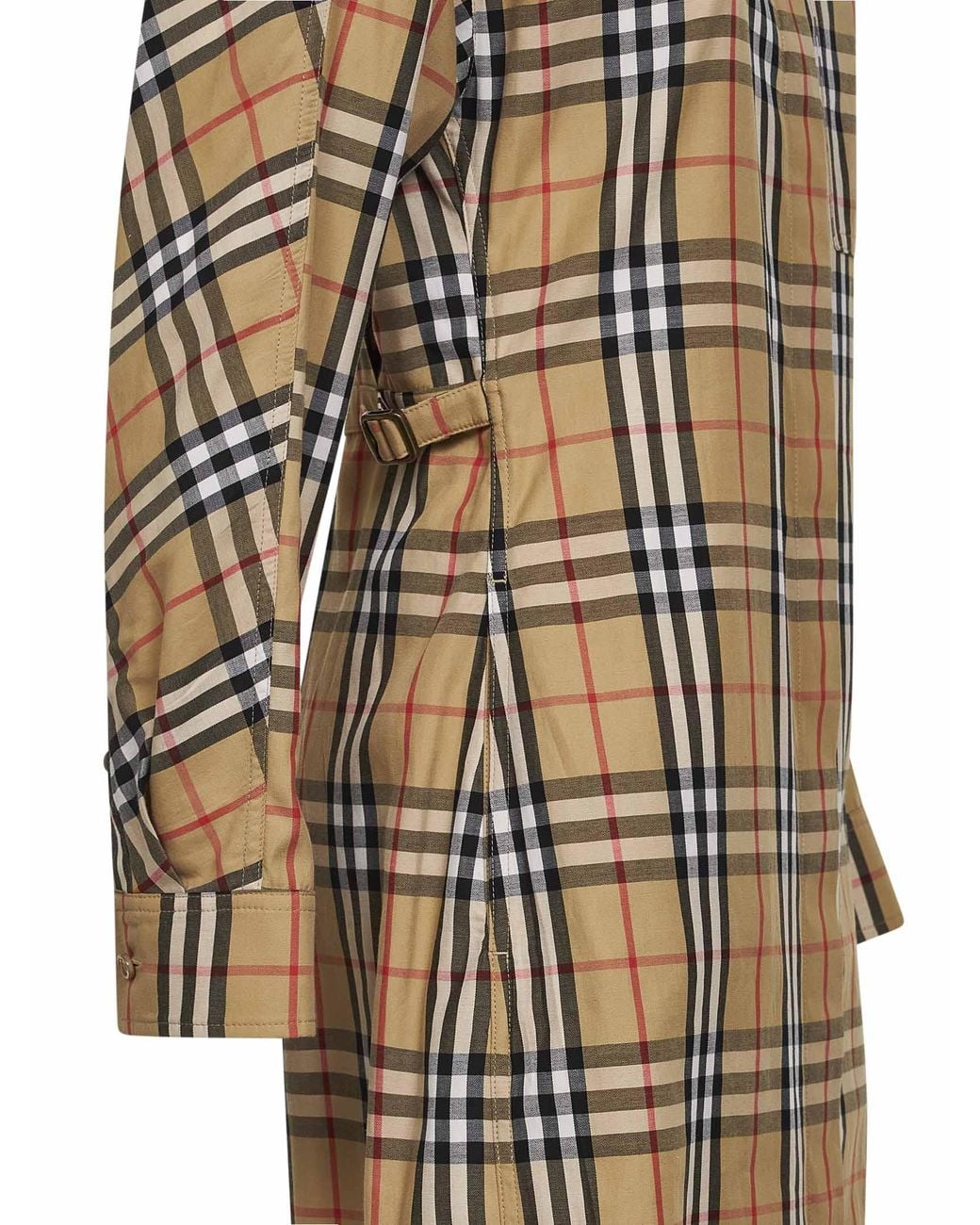 Burberry Natural Sand Check Cotton Midi Shirt Dress