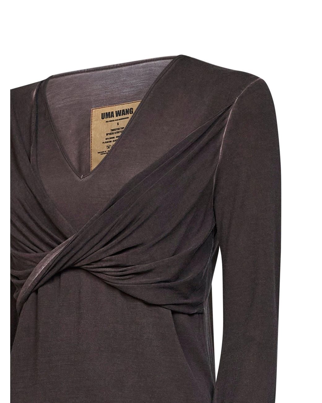Uma Wang Black Stretch Jersey Twisted T-Shirt <Br