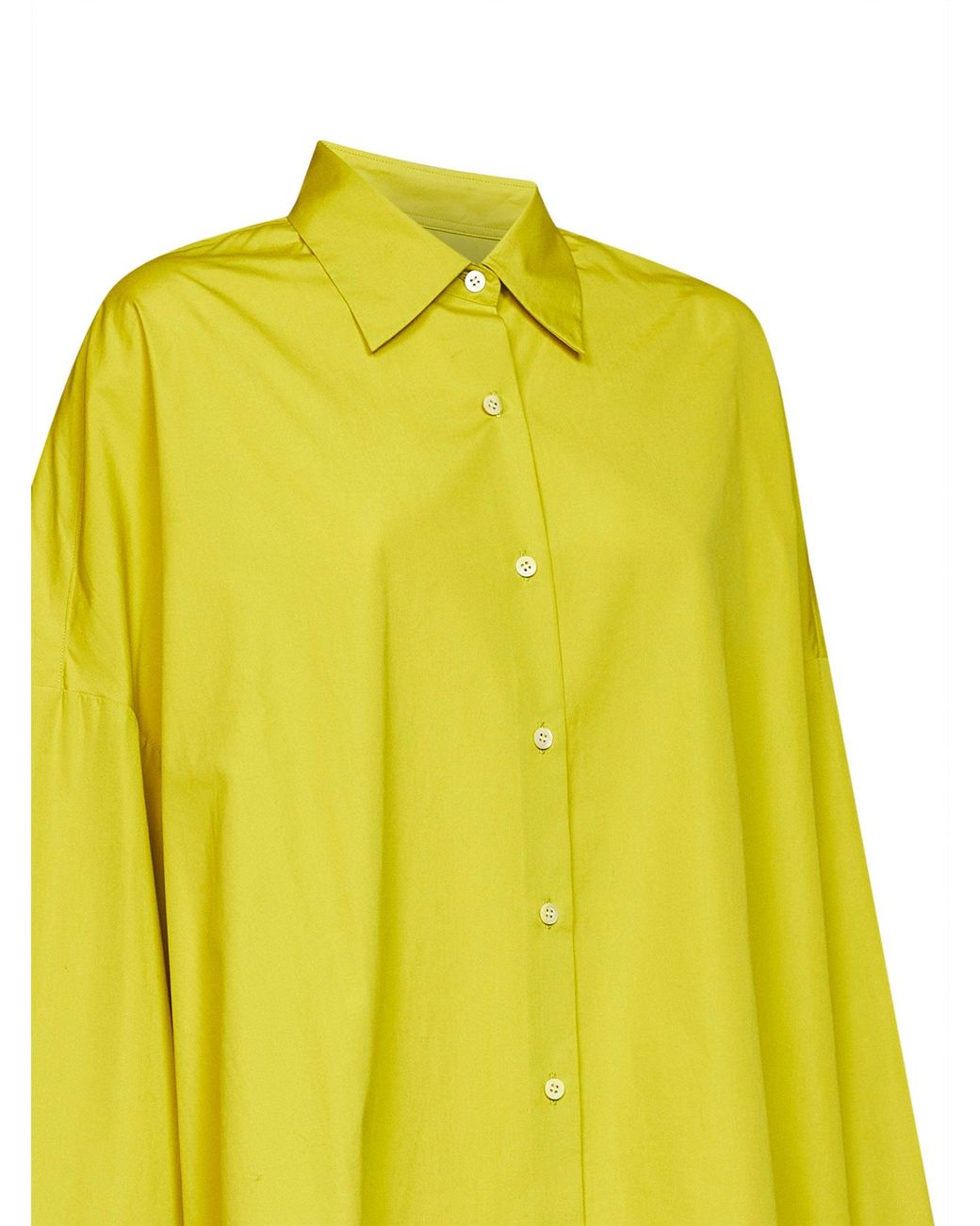 Dries Van Noten Yellow Lime Poplin Casia Cocoon Shirt