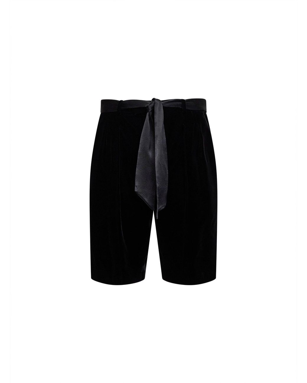 Saint Laurent Black Velvet Tailored Bermuda Shorts With Sash