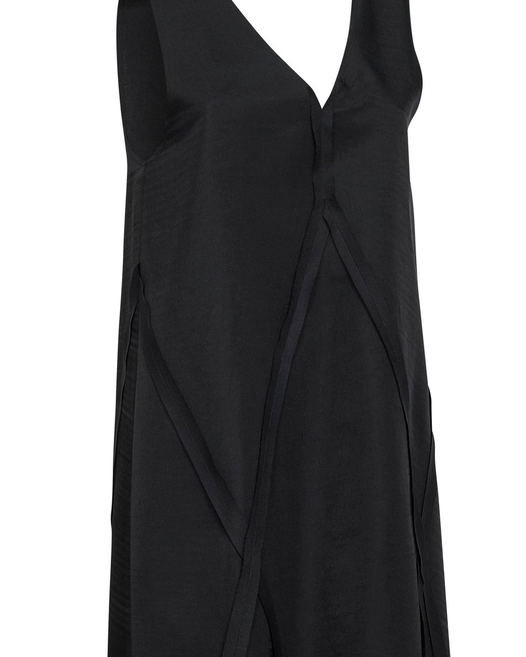 MM6 by Maison Margiela Black Cupro Blend V-Neck Midi Dress