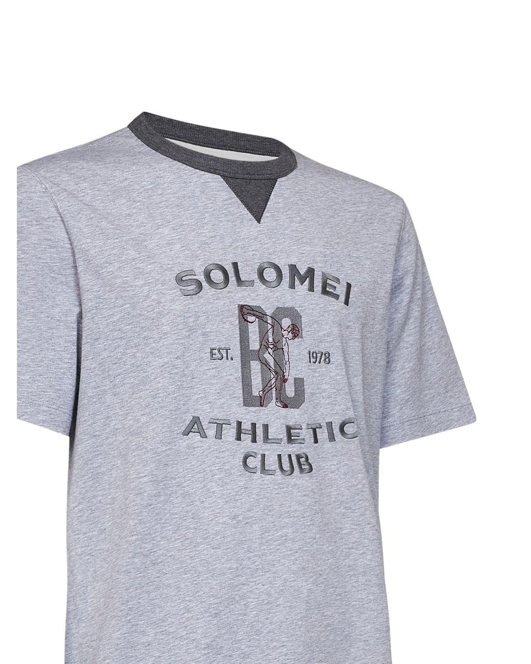 Brunello Cucinelli Gray Cotton Jersey Printed T-Shirt for men