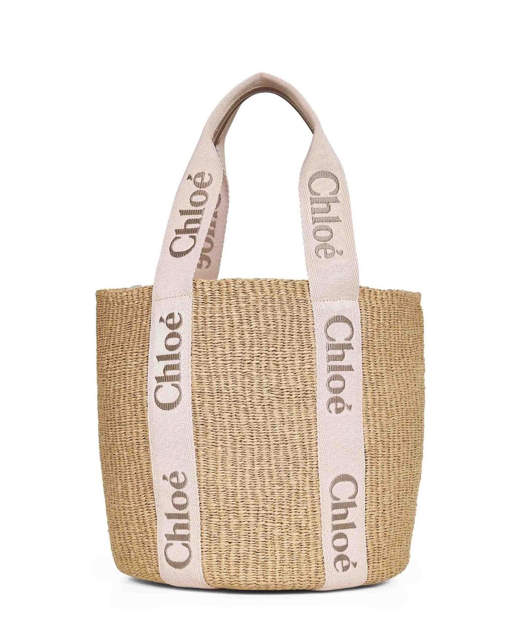 Chloé White Blushy Woody Large Basket Bag