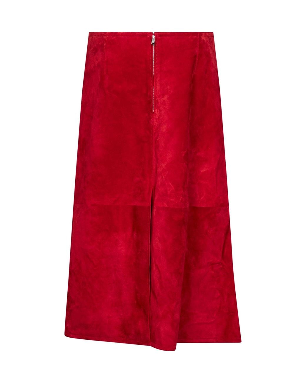 Bottega Veneta Red Suede Wrap Midi Skirt