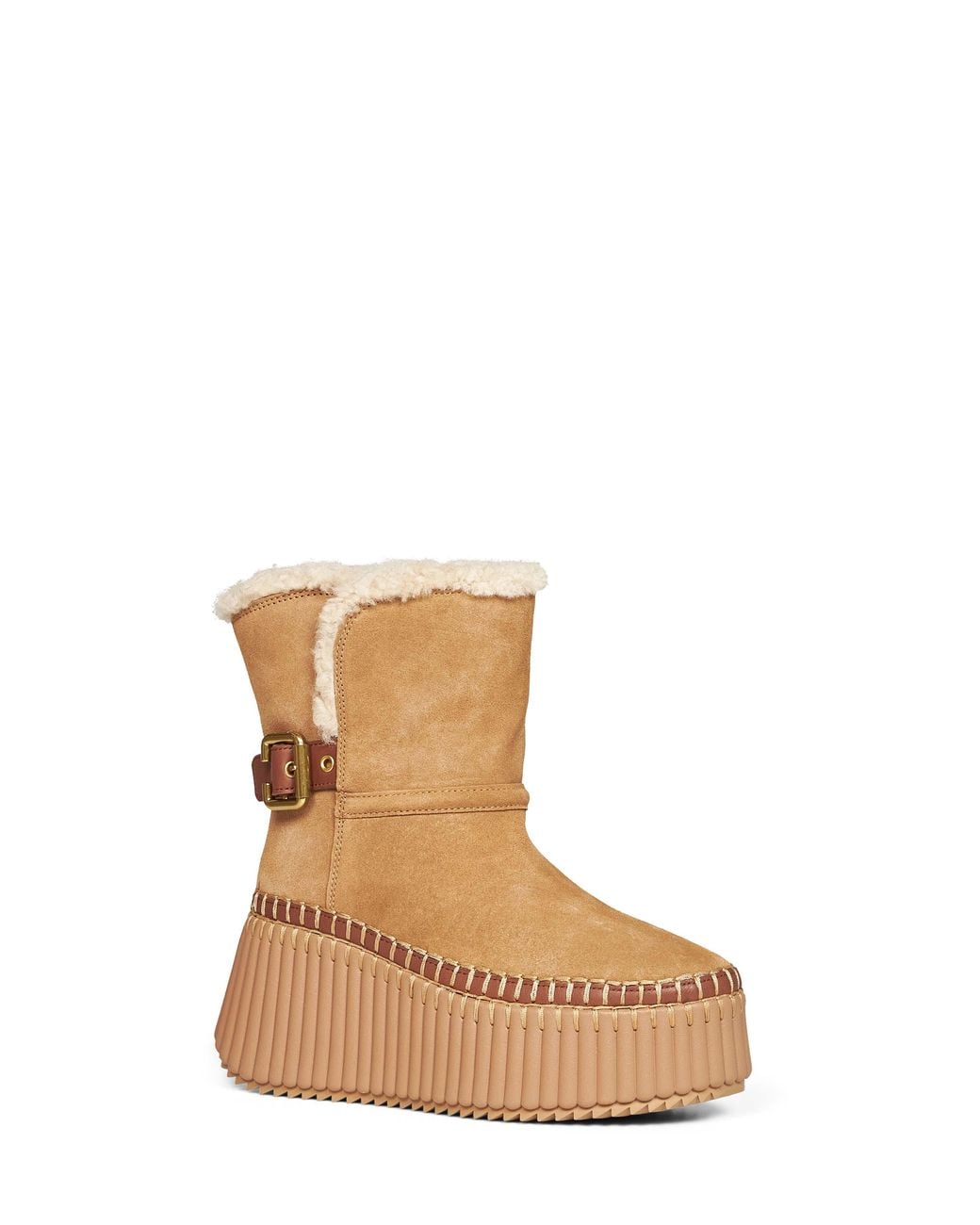 Chloé Natural Pottery Suede Cowhide Nama Ankle Boots