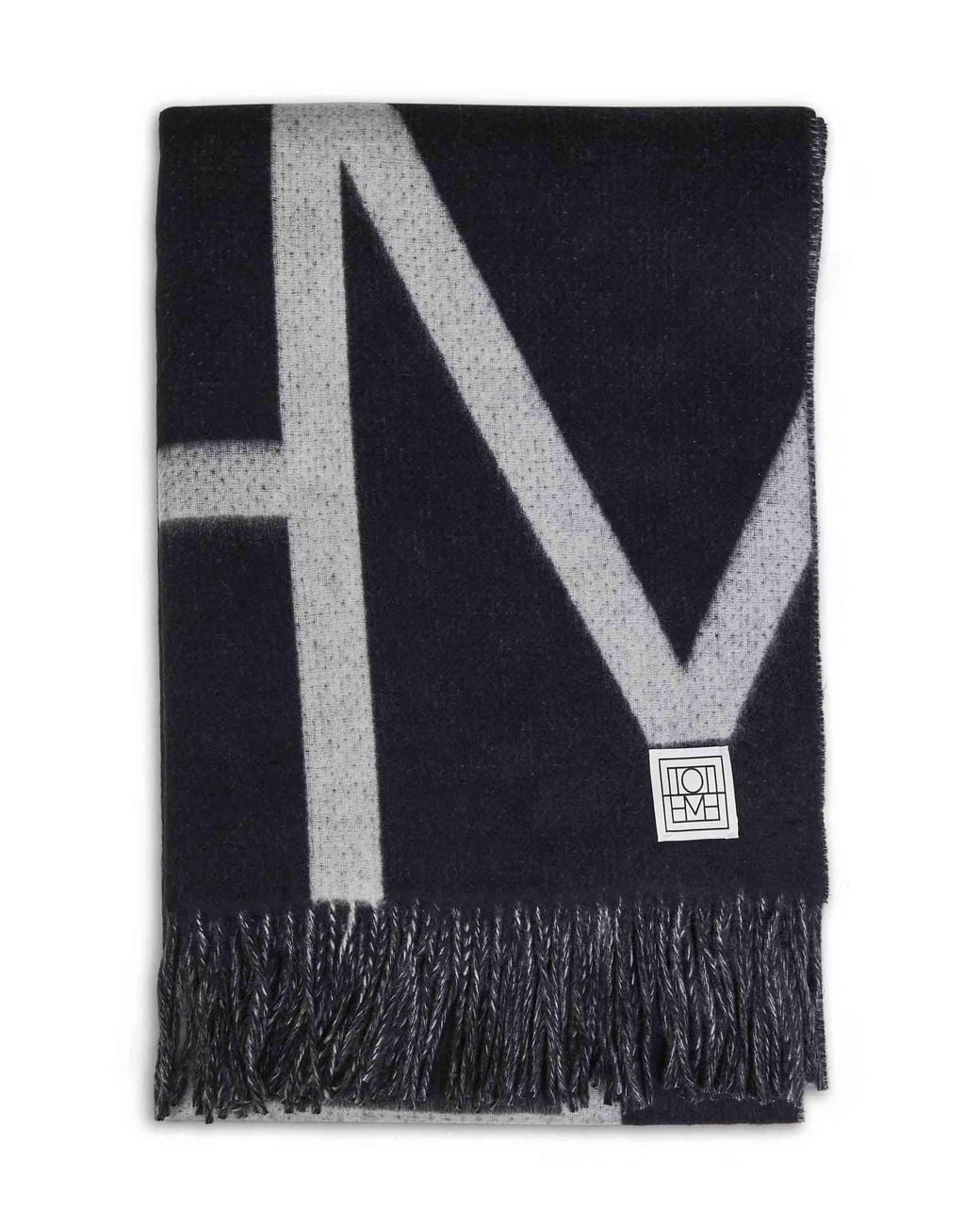 Totême Blue Brushed Wool Monogram Scarf