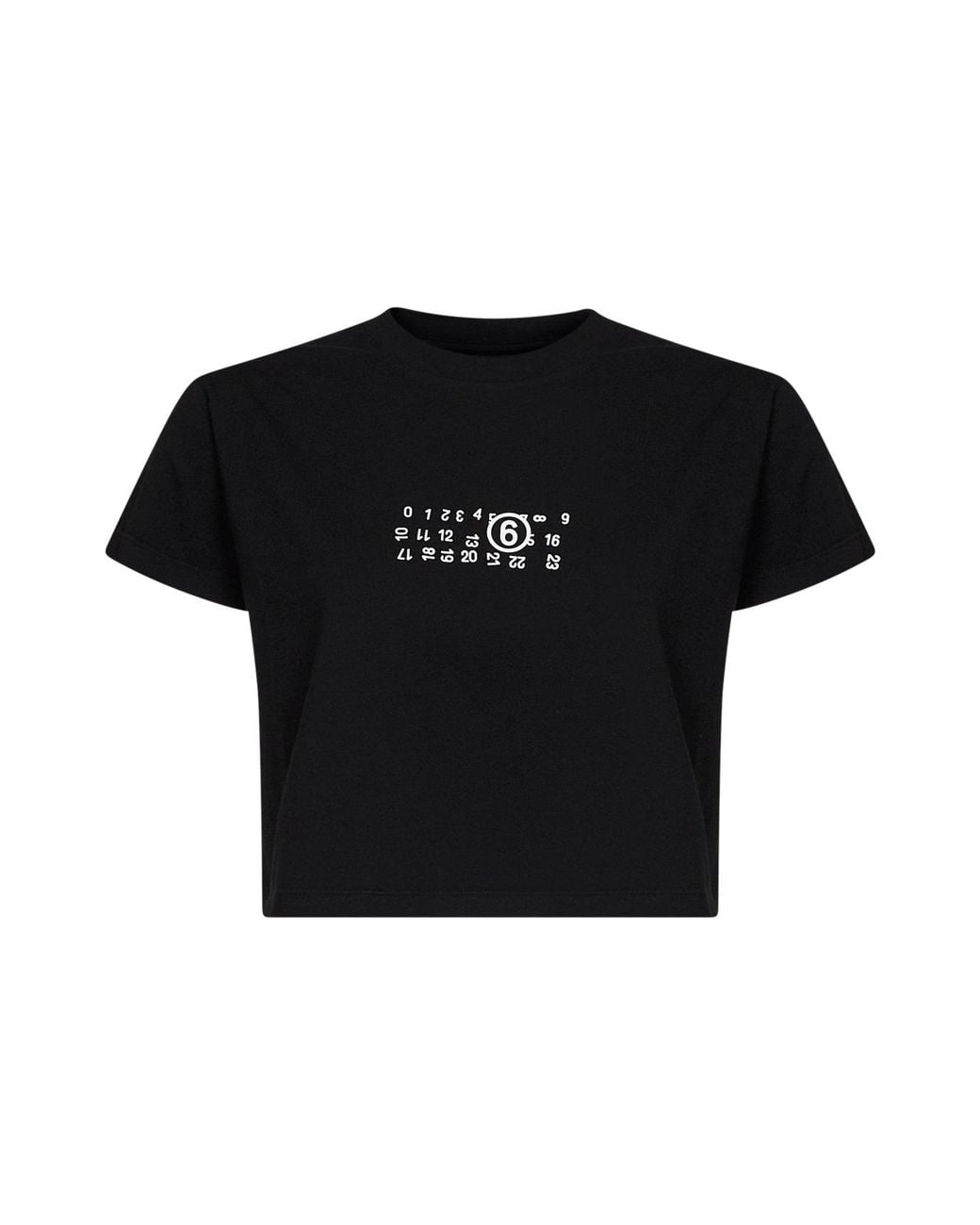 MM6 by Maison Margiela Black Jersey Cropped T-Shirt With Flipped Print