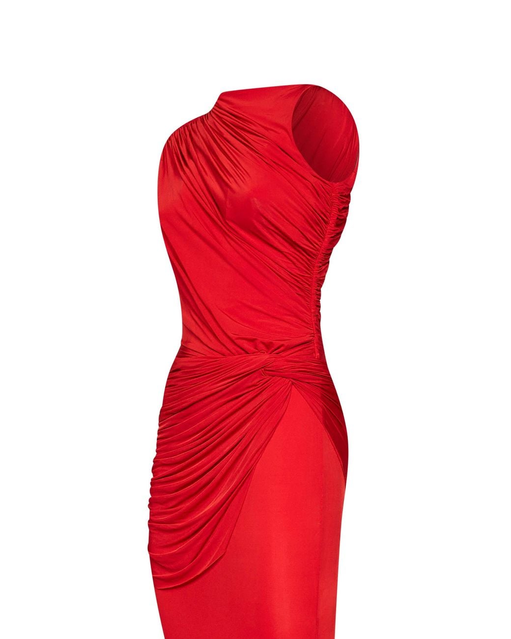 Alex Perry Scarlet Stretch Jersey Asymmetric Gathered Gown