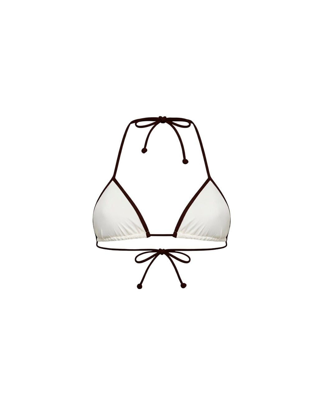 Mc2 Saint Barth Metallic Ivory Lycra Leah String Triangle Bikini Top With Contrasting Trim