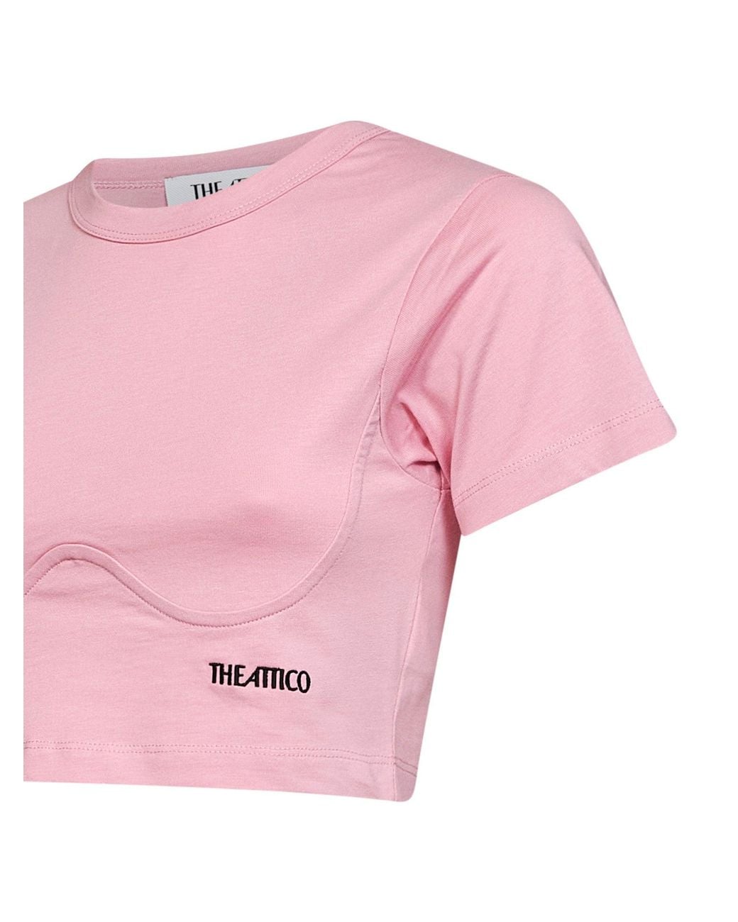 The Attico Pink Light Cotton Jersey Cropped T-Shirt<Br