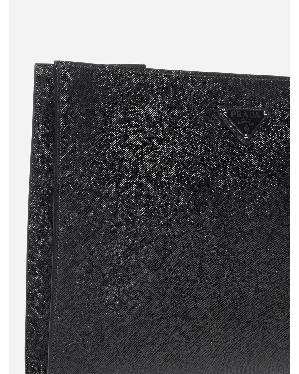 Prada Saffiano Leather Document Holder in Black for Men | Lyst UK