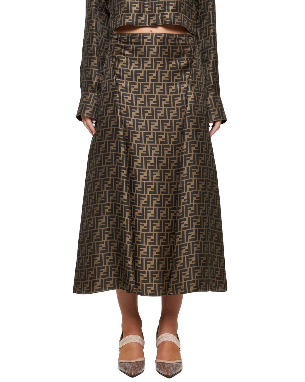 Fendi Brown Ff Maxi Skirt