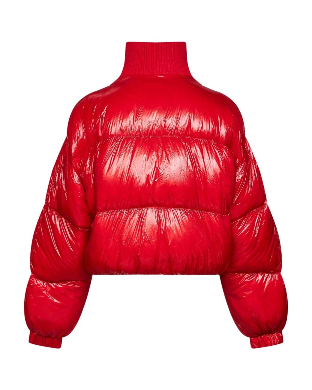 DIESEL Red Glossy Nylon W-Arrior Short Puffer Jacket