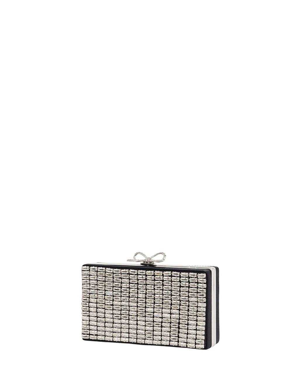 Self-Portrait White Crystal-Embellished Clutch Bag With Shoulder Strap