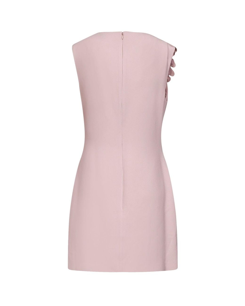 Costarellos Pink Dusty Crepe Anora Mini Dress With Floral Appliqués