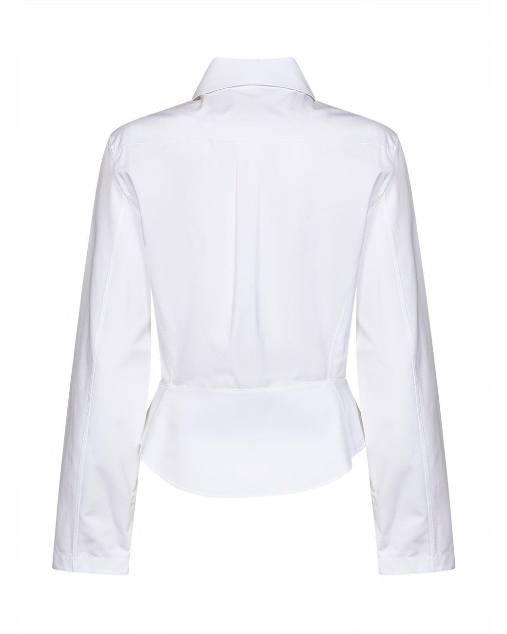 Alaïa White Cotton Poplin Peplum Shirt