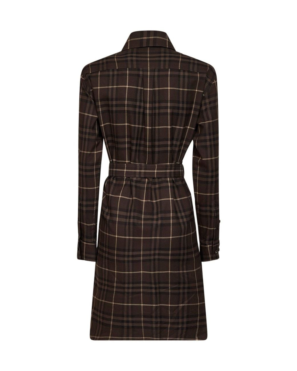 Burberry Black Check Flannel Belted Shirt Dress