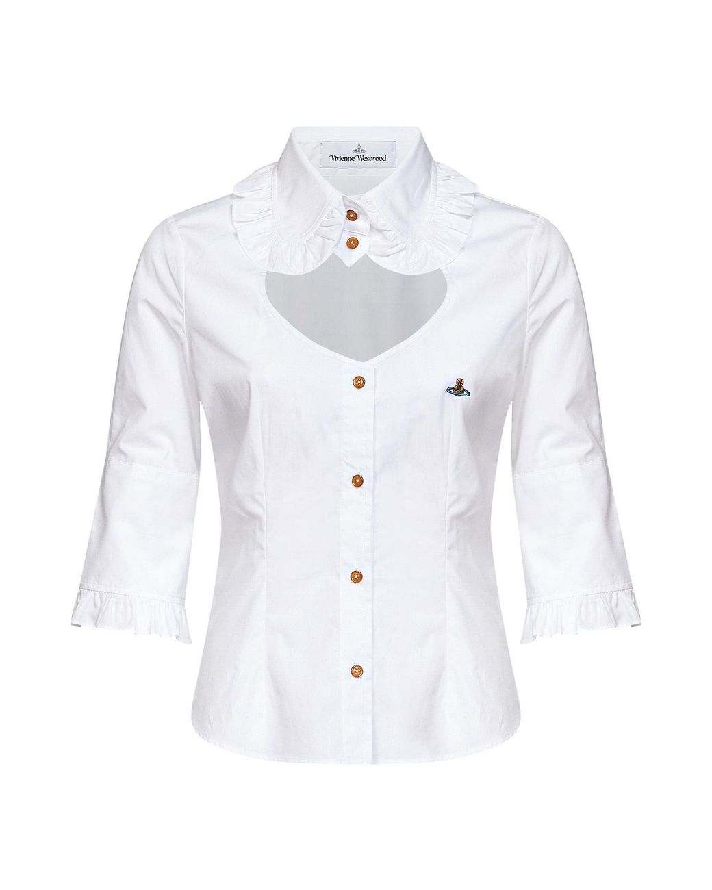 Vivienne Westwood White Cotton Toulouse Shirt With Cut-Out Detail