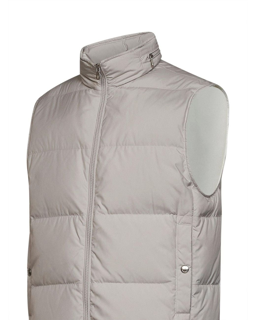 Brunello Cucinelli Gray Ice Bonded Nylon Padded Hooded Vest for men