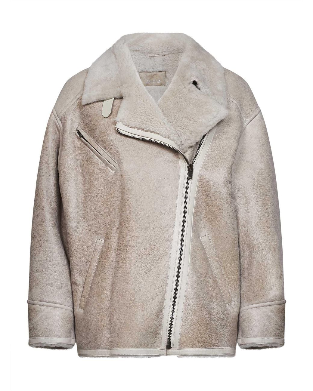 Isabel Marant Gray Ecru Adelina-Gb Sheepskin Jacket