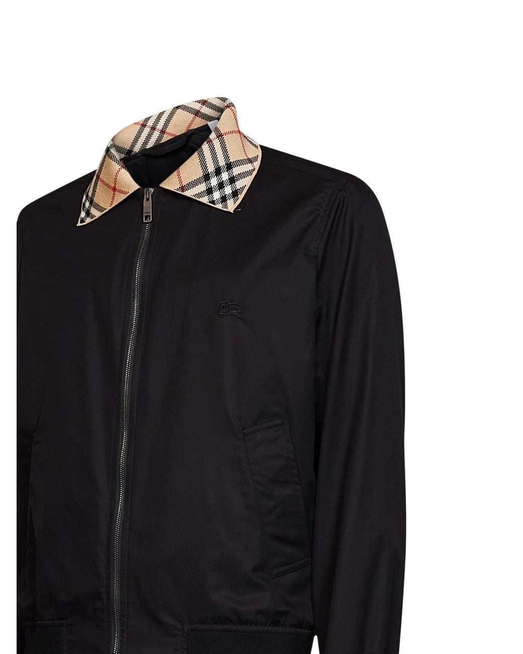 Burberry Black Gabardine Harrington Glenfields Jacket for men
