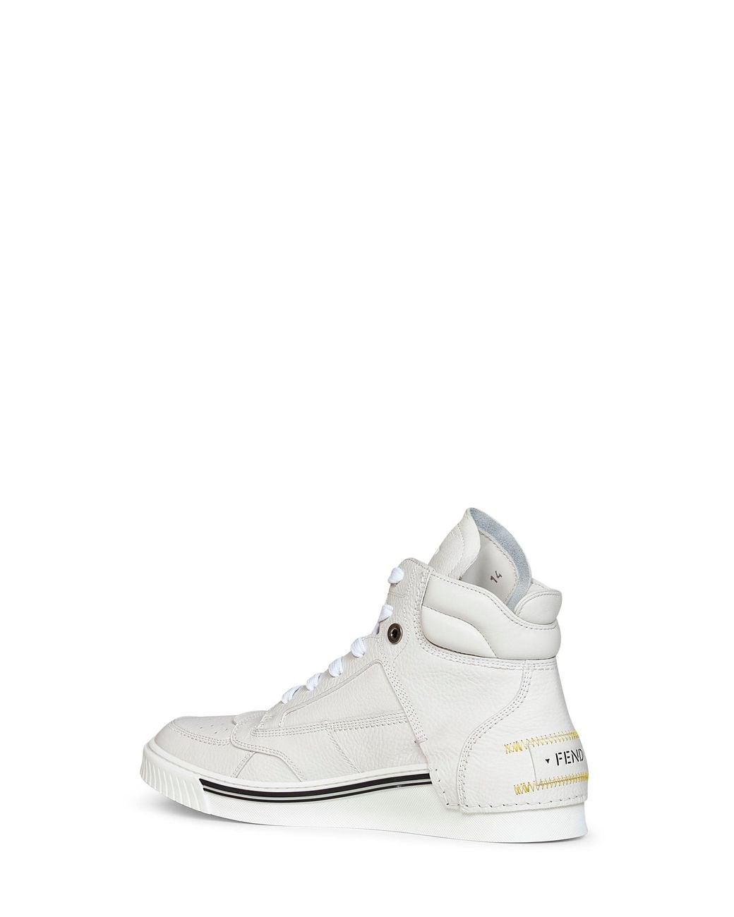 Fendi White Leather Fender High-Top Sneakers for men