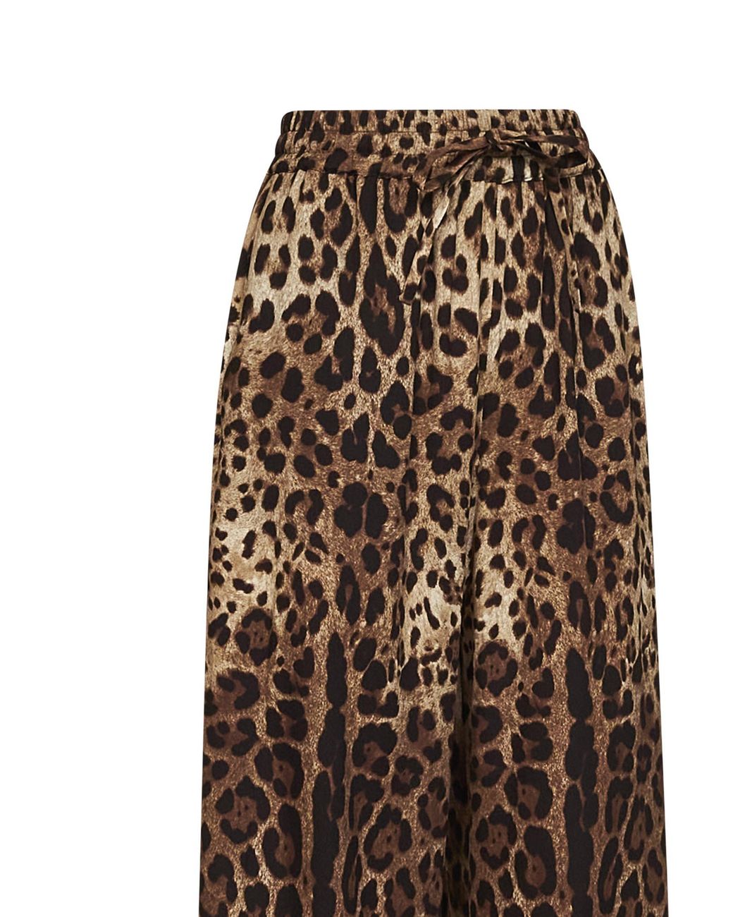 Dolce & Gabbana Brown Dolce & Gabbana Leo-Print Stretch Silk Wide-Leg Trousers
