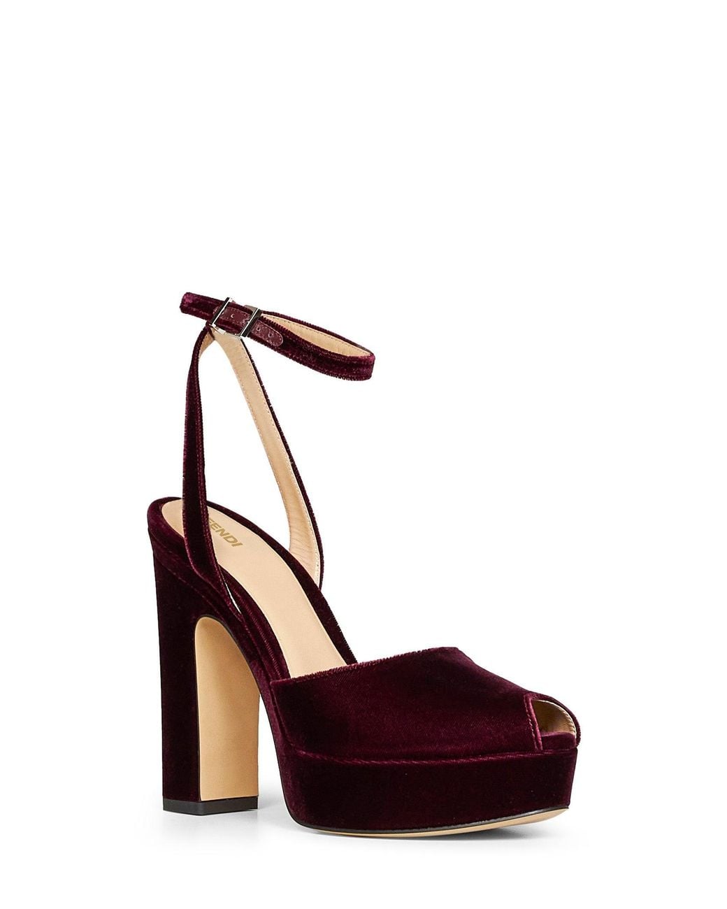 Fendi Red Burgundy After 9 Platform Peep-Toe Sandals