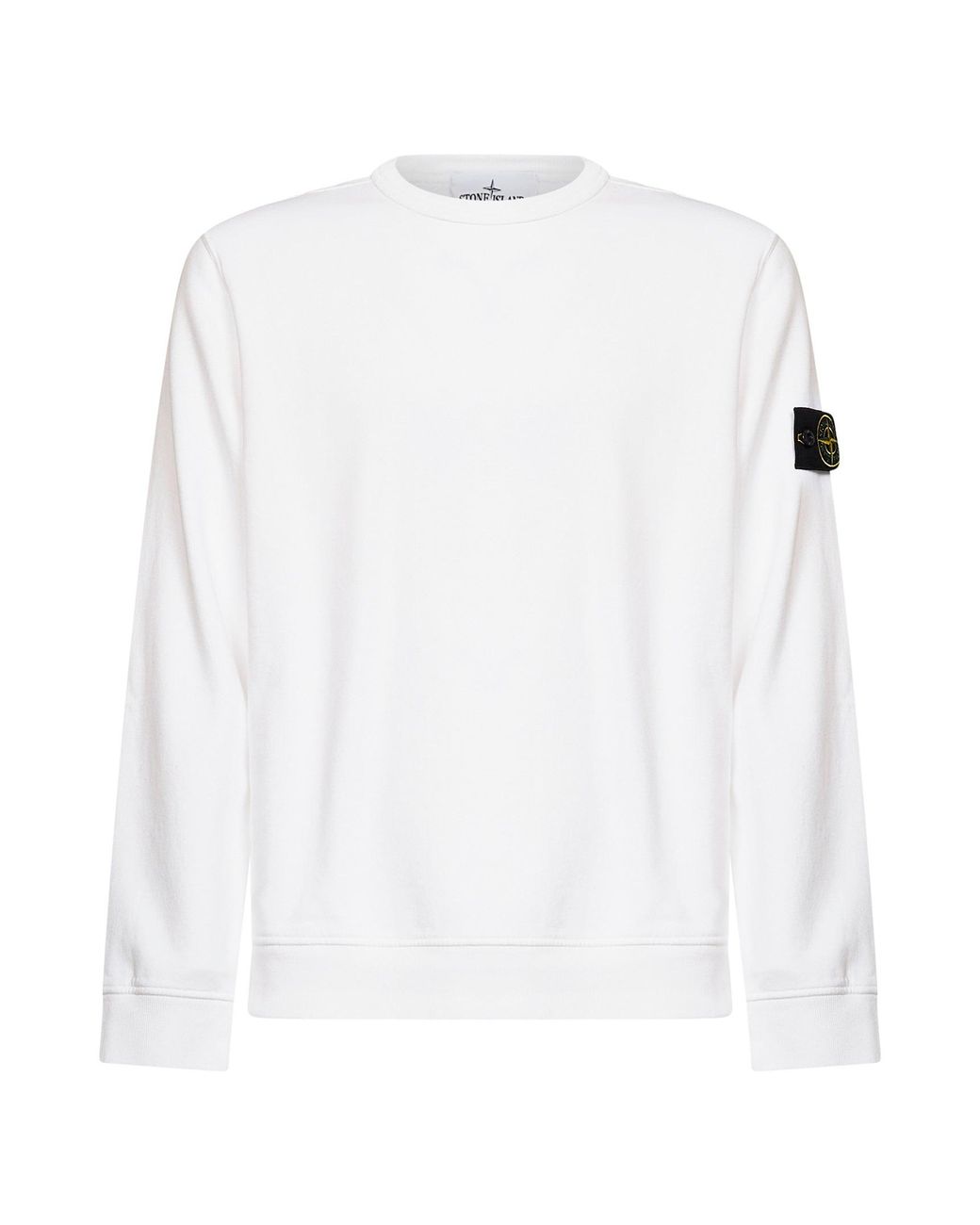 Stone Island White Organic Stretch Cotton Crewneck Sweatshirt for men