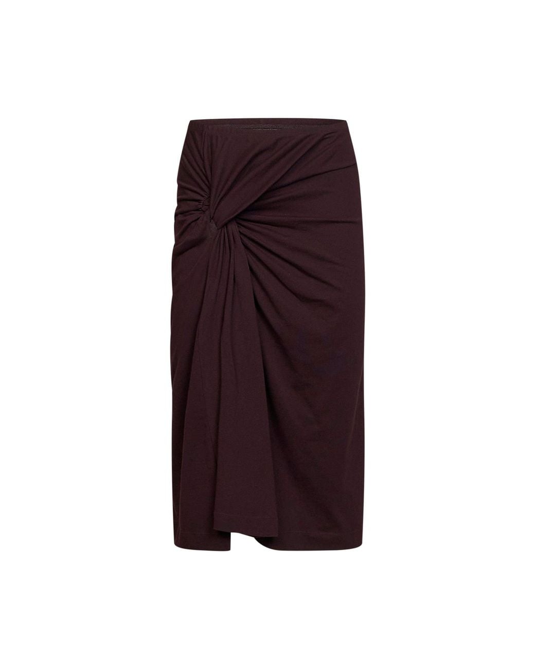 Dries Van Noten Purple Burgundy Cotton Jersey Hemellana Twisted Midi Skirt