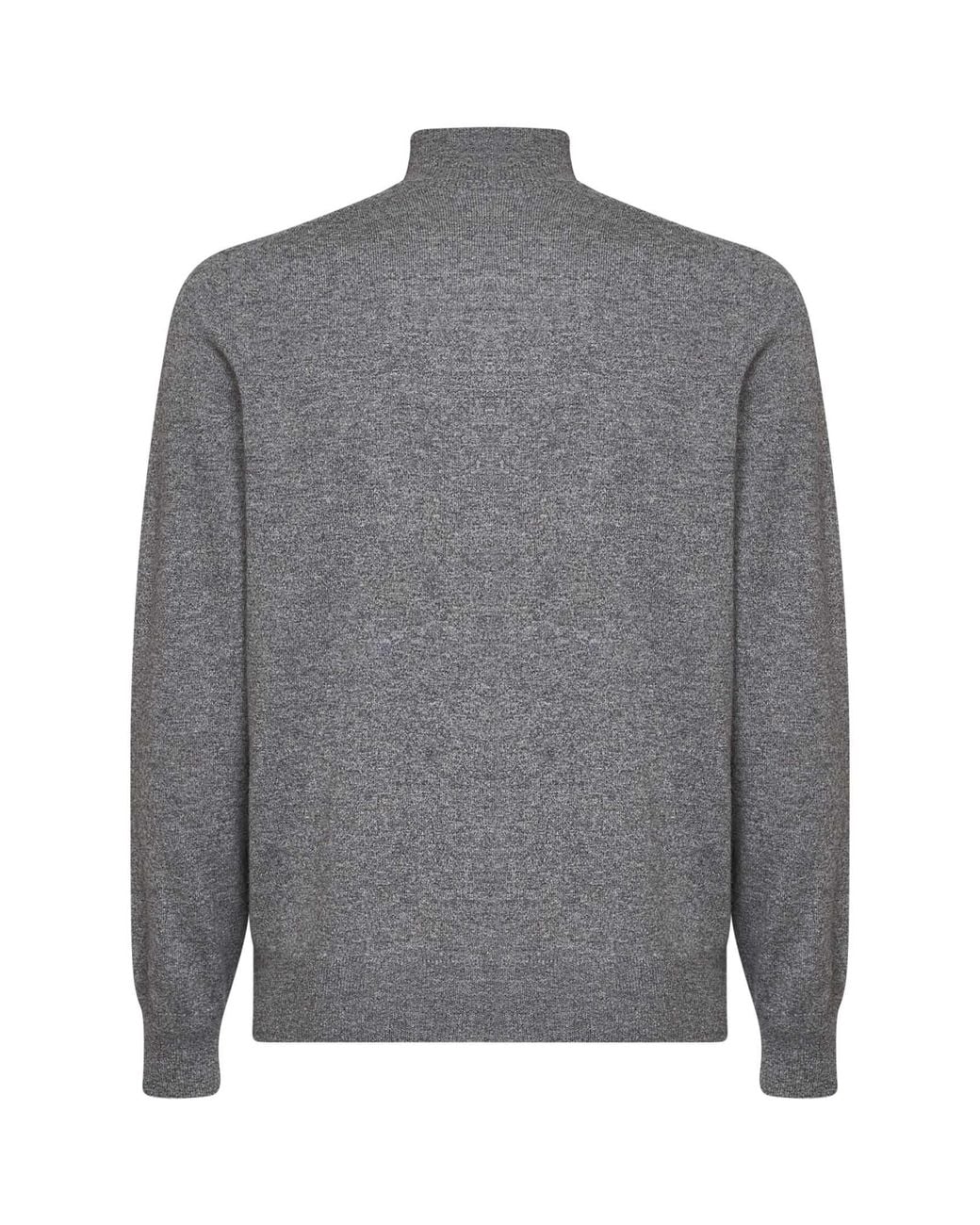 Brunello Cucinelli Gray Dark Cashmere Zip-Up High-Collar Cardigan for men