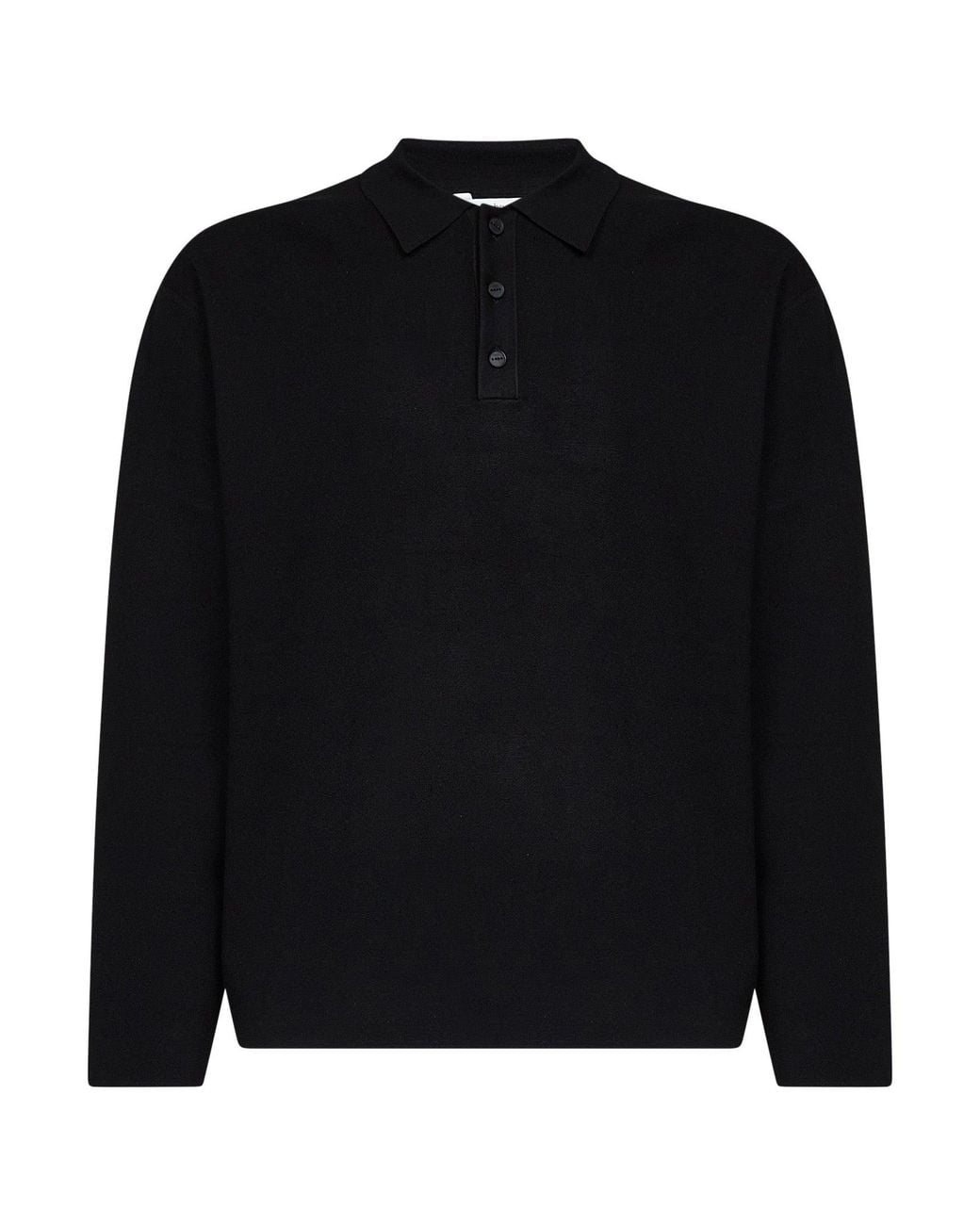 Hevò Black Compact Viscose-Blend Knit Mar Grande Polo Shirt for men
