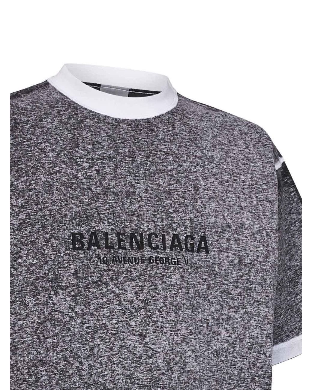 Balenciaga Gray Heathered-Effect Jersey Regular Fit T-Shirt for men