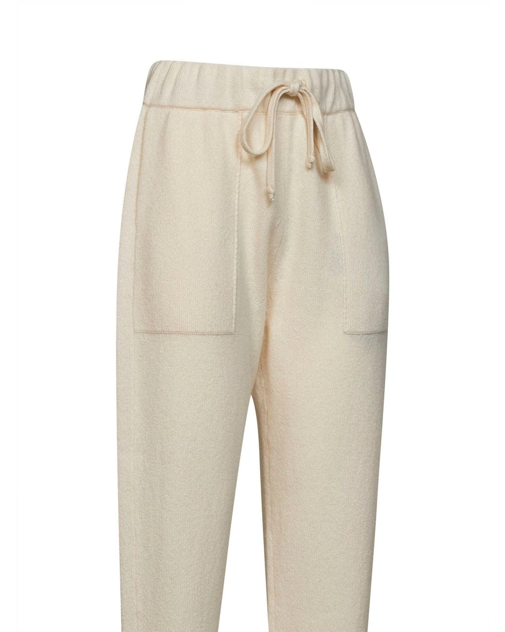 Uma Wang Natural Off- Cashmere Knit Ankle Trousers
