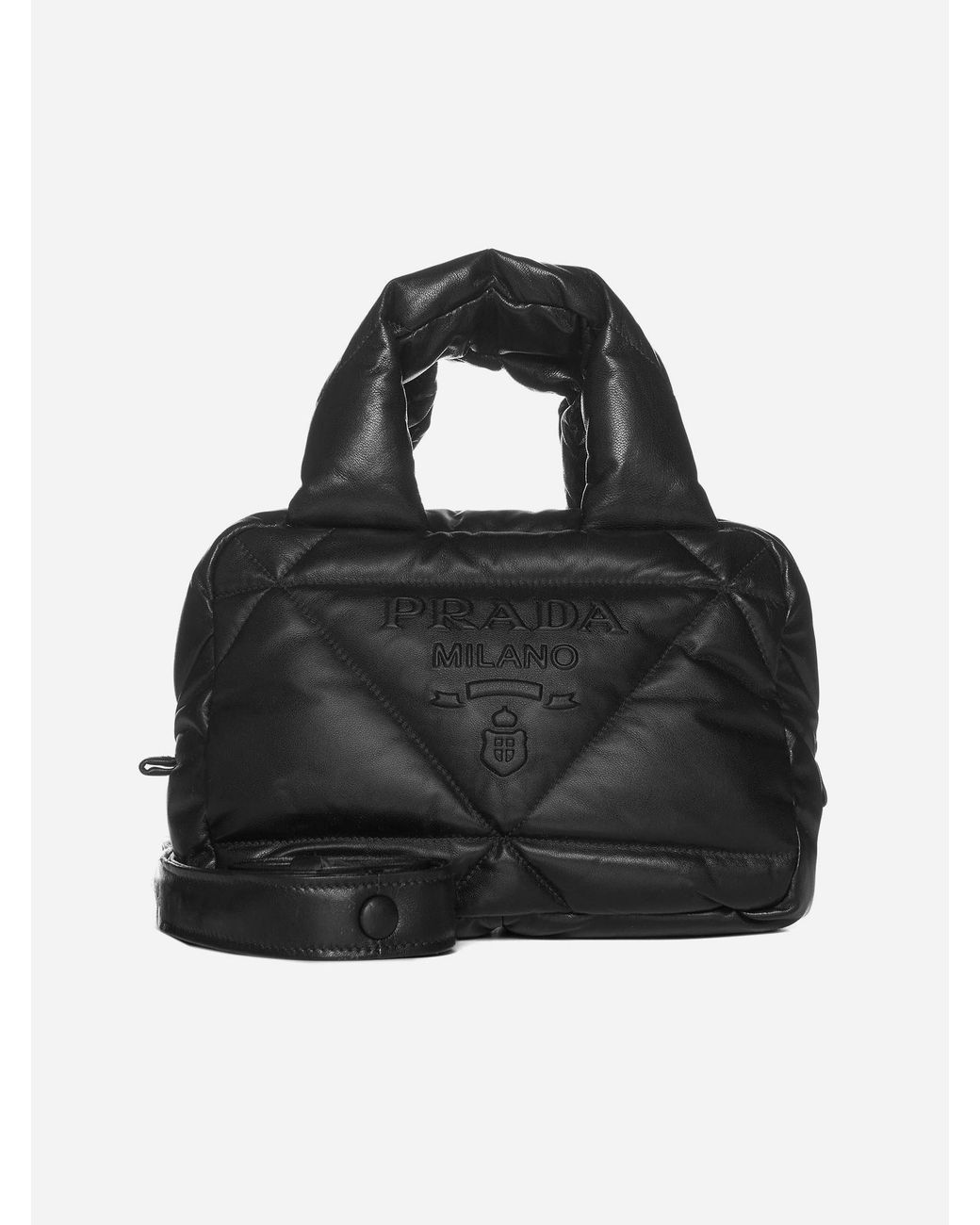 Prada Quilted And Padded Nappa Leather Bag in Black | Lyst