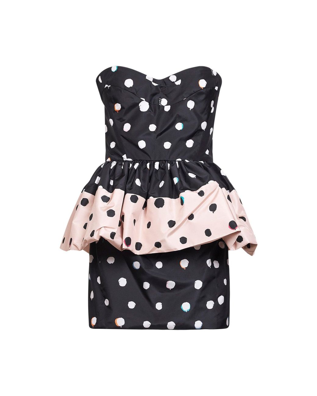 Fendi Black Printed Taffeta Bustier Minidress