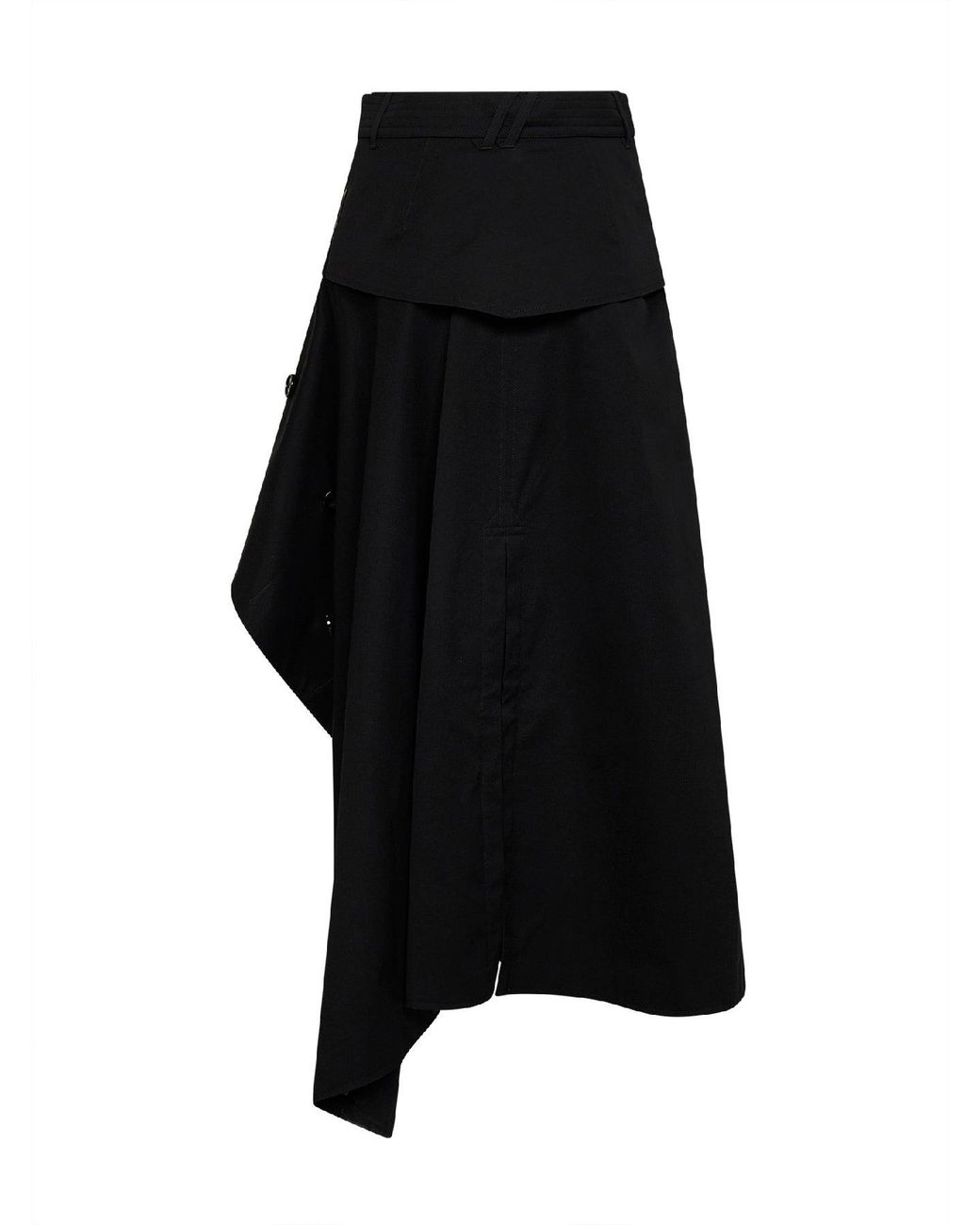Burberry Black Skirt Asymmetric Cotton Trench With Belt